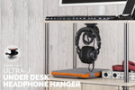 ULTRA-J: UNDER DESK HEADPHONE HANGER WITH CABLE HOOK - BLACK