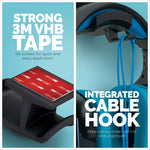 ULTRA-J: UNDER DESK HEADPHONE HANGER WITH CABLE HOOK - BLACK
