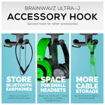 ULTRA-J: UNDER DESK HEADPHONE HANGER WITH CABLE HOOK - BLACK