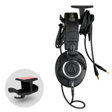 ULTRA-J: UNDER DESK HEADPHONE HANGER WITH CABLE HOOK - BLACK