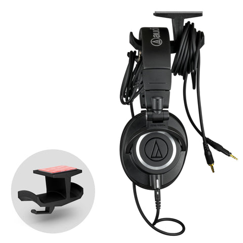 ULTRA-J: UNDER DESK HEADPHONE HANGER WITH CABLE HOOK - BLACK