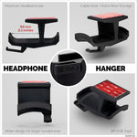 ULTRA-J: UNDER DESK HEADPHONE HANGER WITH CABLE HOOK - BLACK